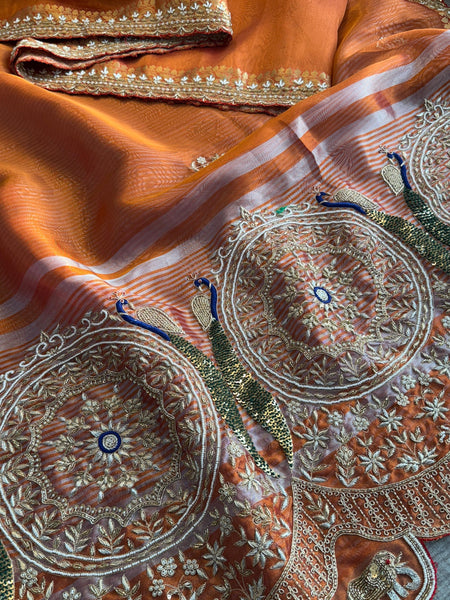 Pure Tissue Banarasi Silk Saree | Zardozi & Kutdana Work