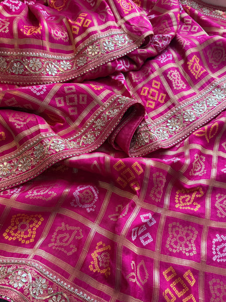 Pure Munga Silk Banarasi Saree with Zardozi, Sequins, Pearl & Kutdana Work